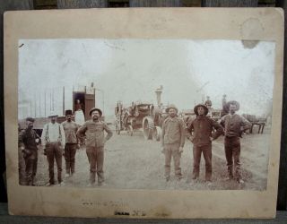 Early Field Crew Labor Photo Old Machinery & Workers Oakes,  North Dakota