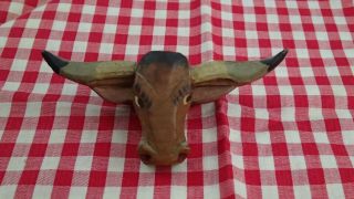 Boy Scout Vintage Hand Carved Wooden Bull Cow Western Neckerchief Slide B.  S.  A.
