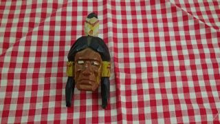 Boy Scout Vintage Hand Carved Wooden Indian Chief Head Neckerchief Slide B.  S.  A.