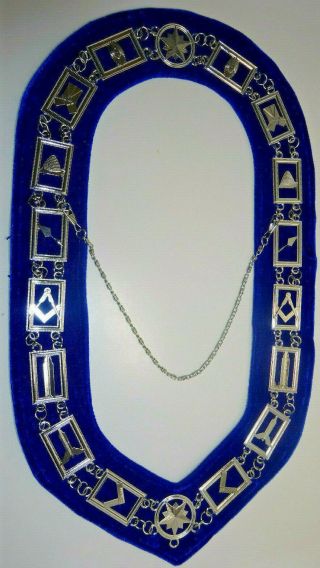 Masonic Collar Blue Lodge Master Mason Silver Plated Chain Collar