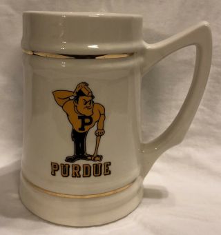 Purdue University Vintage White Mug Stein Rare Collectible