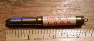 Vintage Advertising Bullet Pencil Lodge 477 L.  O.  O.  M.  South Manchester,  Ct