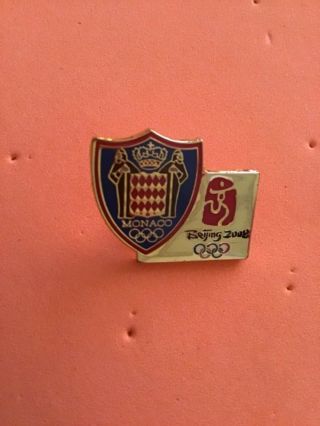 Rare Olympic Pin Badge Noc Monaco 2008 Beijing China Olympics