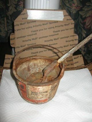 Vintage Cast Iron Melting Pot With Ladle - Sears & Roebuck
