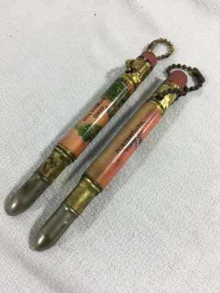 Vintage Bullet Pencil Columbus Ohio Portsmouth Virginia Keychain Souvenir