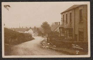1920 Frys Well Chilcompton Street View Real Photo Postcard Near Midsomer Norton