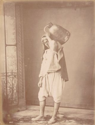 Albumen Photograph Middle East Algeria Ethnographic Orientalism Man With Jar