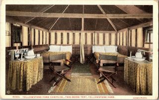 Yellowstone Park Camps Co.  Interior Two Room Tent Vintage Postcard R08