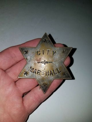 Rare Plated Brass City Marshal 6 Point Badge