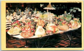 York City Postcard Wivel Restaurant Buffet Table View 254 W.  54th St.  C1950s