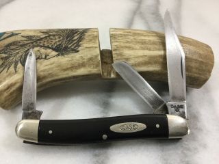 Vtg Folding Pocket Knife Case Xx Usa 087he 3 Blade 1940 - 1964 Black Resin Handle