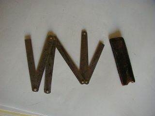 Vintage Miniature Lufkin Rule No 2 Leather Case Fold Up Ruler Metal