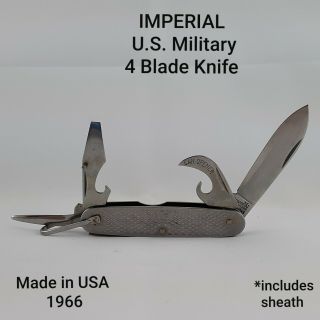 Vintage - Imperial 1966 - Vietnam War Era Us Army Utility Pocket Knife,  4 Blades