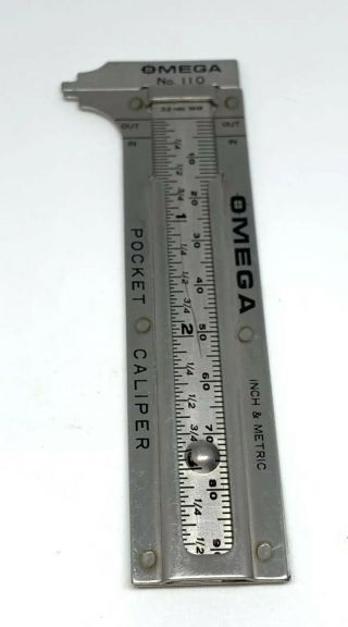 Omega Metric Inch Caliper Stainless Steel Usa Made Pocket Chum No 110