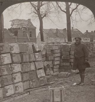 Large Quantities Of Abandoned German Ammunition Near Cambrai - Ww1 Stereoview