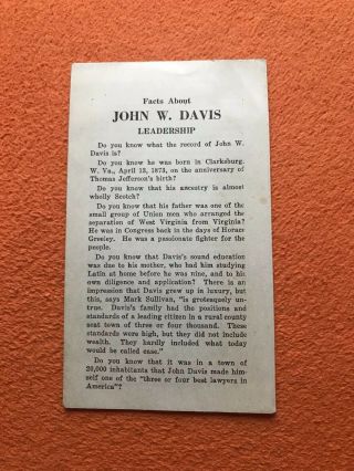 1924 John W.  Davis Leadership Presidential Campaign Pamphlet