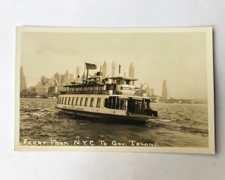 Azo Real Photo Postcard Of Ferry Nyc To Governor 