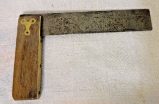 Antique H S B & Co.  Our Very Best Square Ruler Metal & Wood Rare Estate Vintage