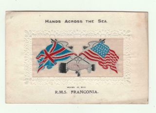 Vintage Woven Silk Postcard Rms Franconia Hans Across The Sea
