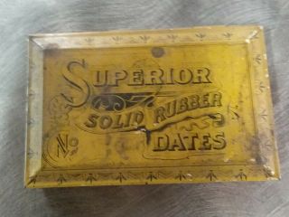 Vintage 1920s Superior Solid Rubber Stamp Date Kit