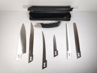 Vintage Kershaw Cutlery Blade Trader Knife Set In Case Handle 6 Blades Japan