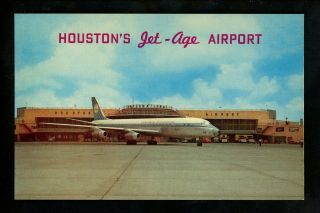Aviation Airplane Postcard Houston International Airport Texas Tx Chrome