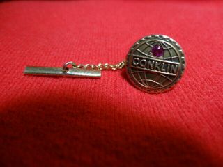 Vintage Conklin Foundations? Employee Service Award Tie Tack With Red Stone