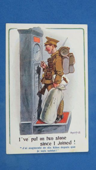 Ww1 Donald Mcgill Military Comic Postcard 1917 Weigh Scales Passed Censor 3166