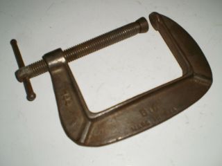 Vintage 4 " C - Clamp Brink & Cotton Malleable Iron Made In U.  S.  A.