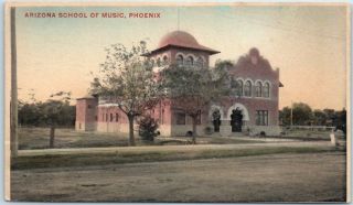 Phoenix,  Arizona Postcard " Arizona School Of Music " Hand - Colored Albertype 1908