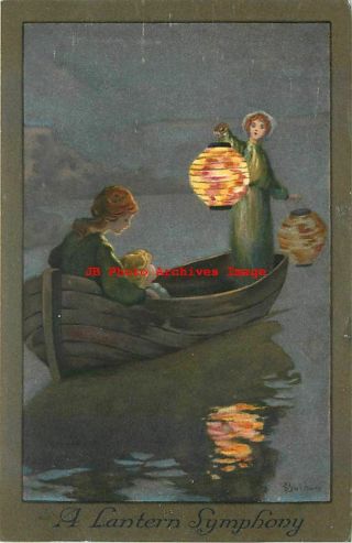 Sybil Barham,  Faulkner No 1268 D,  A Lantern Symphony,  Japanese Lanterns On Boat