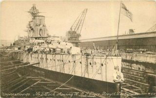 C - 1910 Uk Royal Navy Hms Tiger Rosyth Shipyards Scotland Postcard 5412