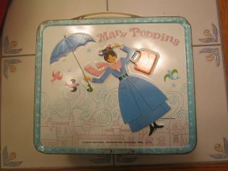 Vintage 1964 Mary Poppins Metal Lunch Box Walt Disney Aladdin Industries Walt Di