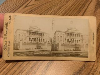 State House Boston Mass Massachusetts Stereoview Campbell Tobacco Ad 1896