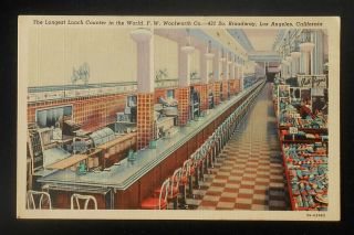 1930s The Longest Lunch Counter In The World F.  W.  Woolworth Co.  Los Angeles Ca