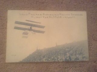 Vintage 1910 Postcard Of Aviator Louis Paulhan First Flight For Altitude