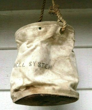 Vintage Bell System Telephone Linesman Climbing Canvas Bucket Hoist Tool Bag USA 3