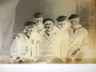 5 Navy Sailors Glass Negative 1919 San Francisco
