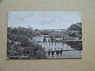 Stroudsburg Pennsylvania Pa Pocono Creek Boys On Bridge Fishing 1909