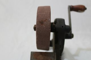 Antique Vintage Hand Crank Bench Mount Grinder/Sharpenter with Wooden Handle. 2