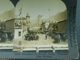 Rare Old Keystone Stereoview Card Presiden Warren G.  Harding Ketchikan Alaska 3