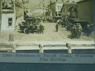 Rare Old Keystone Stereoview Card Presiden Warren G.  Harding Ketchikan Alaska 5