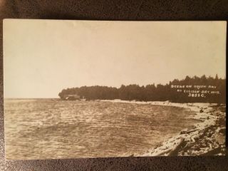 Ellison Bay Door County View Of Lakeshore Early 1900’s Rppc Wisconsin Postcard