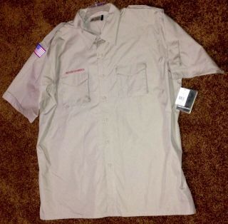 Mens Adult 2x Xxl Boy Scouts Of America Bsa Tan Uniform Short Sleeve Shirt