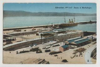 Postcard - Gibraltar,  Docks & Workshops