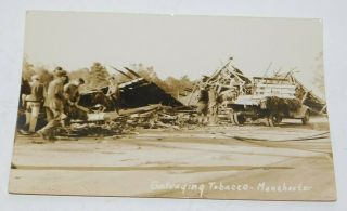 Rppc Manchester Ct Connecticut Destroyed Tobacco Barn Photo Postcard