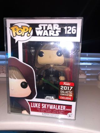 Star Wars Funko Pop Luke Skywalker Hood 126 2017 Galactic Convention Exclusive