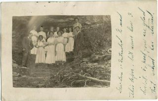 Keokuk,  Ia Iowa 1908 Rppc Postcard,  Group At Cave Entrance