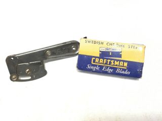 Vintage Red Devil Jak Knife & Box Of Craftsman Swedish Chrome Steel Razor Blades