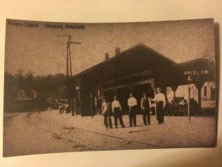 Winslow Arkansas Slsf Rr Station Railroad Depot B&w Real Photo Postcard Rppc